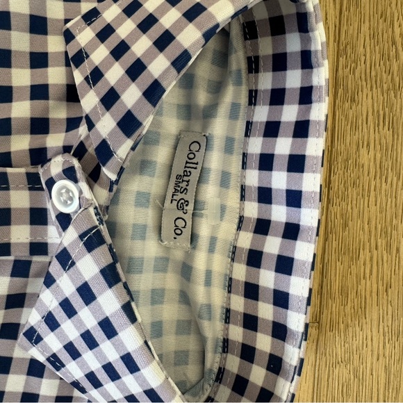 Men's Blue Checkered Casual Button Down Shirt - Picture 3 of 5